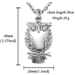 Classic Owl Cremation Urn Pendant Keepsake Necklace & Fill Kit Ashes Stainless Steel