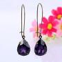 EVER FAITH Austrian Crystal Vintage Style Teardrop Hook Dangle Earrings Dark Purple Antique Gold-Tone