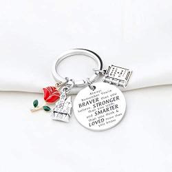 AKTAP Beauty and The Beast Inspired Keychain Princess Jewelry Motivational Gift Always Remember You’re Braver Than You Believed