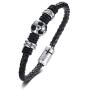 MPRAINBOW Free Engraving Stainless Steel Braided Soccer Football Genuine Leather Bracelets for Men Women