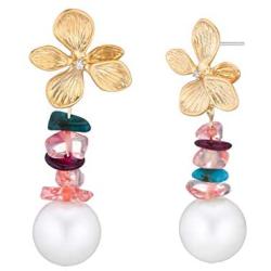 la Brillery Stunning Multi Gemstone Drop Earrings Dangle Earring Long Unique Design Trendy Fashion Jewelry for Women Gilrs.