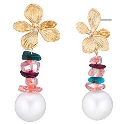 la Brillery Stunning Multi Gemstone Drop Earrings Dangle Earring Long Unique Design Trendy Fashion Jewelry for Women Gilrs.