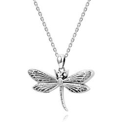 Memorial Ash S925 Sterling Silver Dragonfly Urn Pendant Necklace Cremation Jewelry for Ashes Cremate Bereavement Keepsake Gifts for Loss of a Loved One