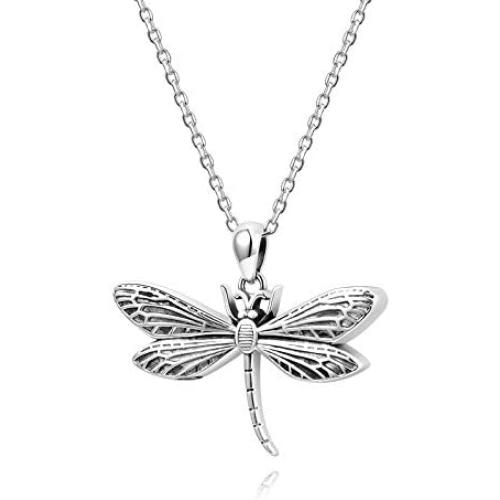 Memorial Ash S925 Sterling Silver Dragonfly Urn Pendant Necklace Cremation Jewelry for Ashes Cremate Bereavement Keepsake Gifts for Loss of a Loved One
