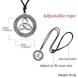 Dawapara Celtic Knot Punk Viking Runes Amulets Charm Pendant Necklace Jewelry for Men/Women Blessing Gift (Antique Silver)