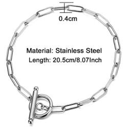 WangGao Stainless Steel OT Buckle Paperclip Link Chain Bracelet for Women Girls Popular Minimalist Jewelry