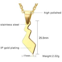 VNOX Stainless Steel Pokemon Pikachus Tail Pendant Necklace,Gold Plated,Free Chain 20''