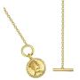 AOOVOO Coin Pendant Necklace, 14k Gold Plated Sterling Silver 16 inches Length Round Circle Disk Textured Medallion Dainty Pendant Necklace for Women Girls