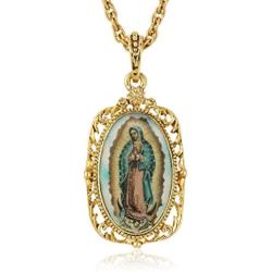 Symbols of Faith ''Inspirations'' 14k Gold-Dipped Enamel Lady of Guadalupe Medallion Pendant Necklace