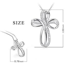 POPLYKE Cross Necklace Sterling Silver Infinity Loop Cross Pendant Necklace for Women Girls Boys