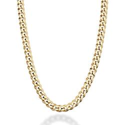 Miabella Solid 18K Gold Over Sterling Silver Italian 5mm Diamond-Cut Cuban Link Curb Chain Necklace for Women Men, 16, 18, 20, 22, 24, 26, 30 Inch 925 Sterling Silver Made in Italy