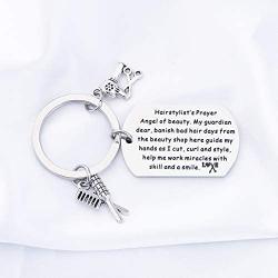 FUSTMW Hairstylists Gifts Hair Stylist Prayer Keychain Cosmetology Graduation Gifts Salon Owner Gifts Barber Jewelry Hairdresser Gifts