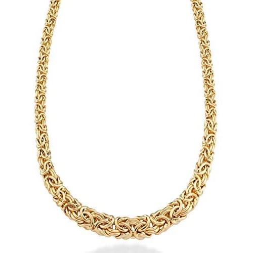 Miabella 18K Gold Plated Sterling Silver Italian Graduated Byzantine Chain Necklace for Women, 17, 18, 20 Inch 925 Handmade in Italy