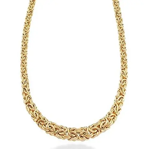 Miabella 18K Gold Plated Sterling Silver Italian Graduated Byzantine Chain Necklace for Women, 17, 18, 20 Inch 925 Handmade in Italy