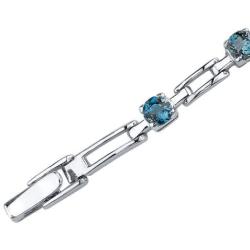 Peora London Blue Topaz Bracelet Sterling Silver 3.00 Carats Chic Design