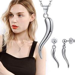 U7 Italian Horn Charm Amulet Necklace Stainless Steel/18K Gold Plated Talisman Italian Jewelry Lucky Pendant, Customizable