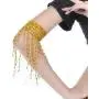 Ewanda store Belly Dance Tassel Wrist Ankle Arm Cuffs Bracelets Wristband Gypsy Jewelry,Halloween Costume Accessory(Gold)
