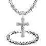 WESTMIAJW Mens Stainless Steel Silver Gold Jesus Cross Pendant Necklace Chain Bracelet Set Jewelry 45/50/55/60/65/70/75cm WESTMIAJW Mens Stainless Steel Silver Gold Jesus Cross Pendant Necklace Chain Bracelet Set Jewelry 45/50/55/60/65/70/75cm