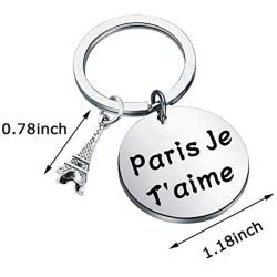 KUIYAI Paris Je TAime Keychain with Eiffel Tower Charm I Love Paris Keyring Travelers Gift