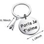 KUIYAI Paris Je TAime Keychain with Eiffel Tower Charm I Love Paris Keyring Travelers Gift