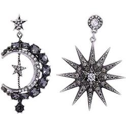 Exaggerated Luxury Sun Moon Stars Drop Earrings Rhinestone Punk Earrings for Women Jewelry Golden Boho Vintage Earrings