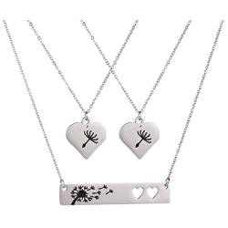 TRX-C Mother Daughter Necklace Dandelion Wishes Bar Necklace Jewelry Set Mother Daughter