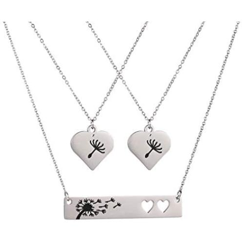 TRX-C Mother Daughter Necklace Dandelion Wishes Bar Necklace Jewelry Set Mother Daughter