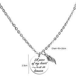 ecobuty Memorial Necklace A Piece of My Heart is in Heaven Necklace Sympathy Gift in Memory of Mom Dad Jewelry Baby Loss Memorial Gift