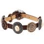 Rosemarie & Jubalee Womens Western Style Concho With Semi Precious Howlite Stone Genuine Leather Statement Buckle Bracelet