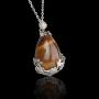 KISSPAT Teardrop Necklace Natural Crystal Stone Pendant on 20'' Stainless Steel Chain