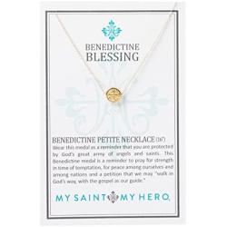 My Saint My Hero Benedictine Petite Necklace - Silver-Tone Floating Benedictine Medal