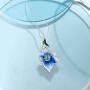 Santuzza Heart Shape Flower Pendant 925 Sterling Silver Exquisite Blue Clover Enamel Fine Jewelry For Women