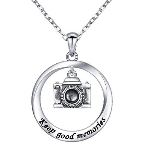 925 Sterling Silver Jewelry Oxidized Camera Pendant Necklace Photographer Gifts for Women Birthday Gifts