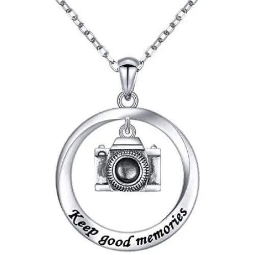 925 Sterling Silver Jewelry Oxidized Camera Pendant Necklace Photographer Gifts for Women Birthday Gifts