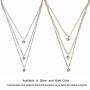 Artmiss Rhinestones Layered Necklace Women Simple Double Multilayer Pendant Necklace for Girl (Silver)