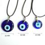 Pingyongchang Antique Deep Sea Blue Evil Eye Pendant Necklace Turkish Blue Eye Necklace Glass Eye Leather Rope Chain