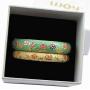 UJOY Cloisonne Couple Colors Bracelets Golden Sunflower Enameled Spring Hinged Cuff Bangles Girls Womens Gifts Jewelry 55C36