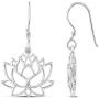 Open Lotus Lace Flower Drop Dangle Swing Earrings in 925 Sterling Silver Jewelry for Women and Girls