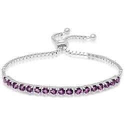 Parade of Jewels Genuine Quartz Adjustable''Bolo'' Bracelet in Sterling Silver