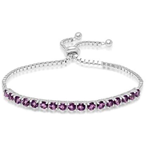 Parade of Jewels Genuine Quartz Adjustable''Bolo'' Bracelet in Sterling Silver
