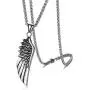 Heavstjer Punk Stainless Steel Feather Pendant Necklace,24inches Wheat Chain