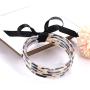 Leopard Print Pendant Necklace Drop Earrings Bangle Bracelet Set-Cheetah Print Leather Jewelry Set for Women
