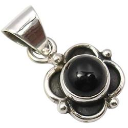 SilverStarJewel 925 Sterling Silver Black Onyx Pendant 0.9'' New Wedding Jewelry