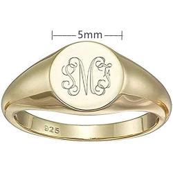 Saalort Customized Female Signet Ring Personalized 925 Sterling Silver Custom 3 Letters