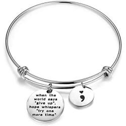 AKTAP Mental Health Awareness Bracelet Semicolon Inspirational Jewelry When The World Says Give Up Hope Whispers Try One More Time
