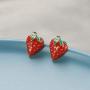 Red Dripping Oil Cute Strawberry Earrings Necklace Set for Girls Sweet Small Fresh Fruit Strawberry Pendant Necklace Stud Earrings for Women