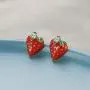 Red Dripping Oil Cute Strawberry Earrings Necklace Set for Girls Sweet Small Fresh Fruit Strawberry Pendant Necklace Stud Earrings for Women Red Dripping Oil Cute Strawberry Earrings Necklace Set for Girls Sweet Small Fresh Fruit Strawberry Pendant Necklace Stud Earrings for Women