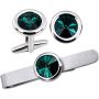 AMITER Mens Cufflinks/Tie Clip/Cufflinks and Tie Clip Set for Men with Swarovski Crystal for Skinny Tie Formal Business Wedding Tuxedo Shirts