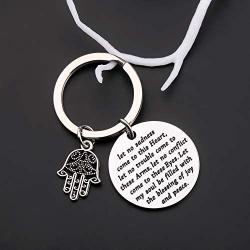 Gzrlyf Hand of Hamsa Keychain Let No Sadness Come to This Heart Hamsa Prayer Gifts