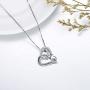 AOBOCO 925 Sterling Silver Elephant Mother Daughter Love Heart Pendant Necklace with Austrian Crystal